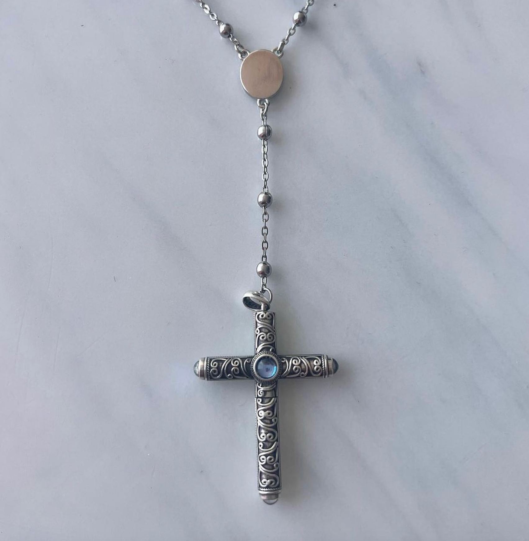 Gemstone Cross, Vial Necklace, Ornate Cross, Smoky Quartz, Citrine Cross,  Silver Cross, Urn Pendant, Cruel Intentions, Stash Rosary - Etsy