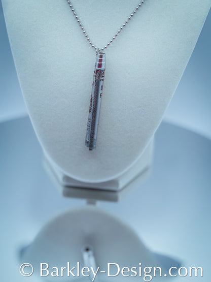 100-Dollar Bill Print Straw Necklace – Stainless Steel Reusable Straw for Coffee or Breathing