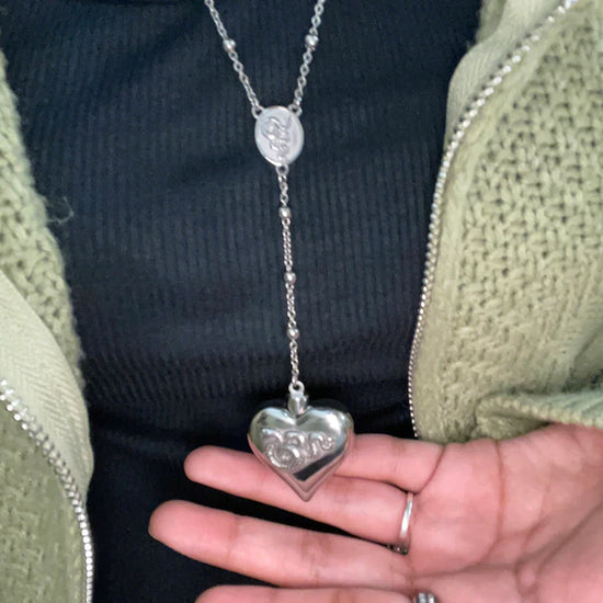 Stash Necklace 2.0 - Del Rey Ldr Inspired Heart Black Titanium